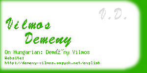 vilmos demeny business card